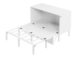 Cama de parede 140x200 cm, com estrado de ripas - Cama de criança/adulto - Madeira branca