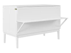 Cama de parede 140x200 cm, com estrado de ripas, cama de parede rebatível, dimensões após dobragem: 70x140cm, sem colchão, madeira, branco