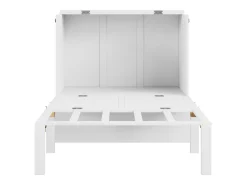 Cama de parede 90x200 cm, com estrado de ripas - Cama de criança/adulto - Madeira branca