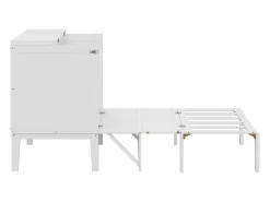 Cama de parede 90x200 cm, com estrado de ripas - Cama de criança/adulto - Madeira branca