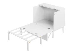 Cama de parede 90x200 cm, com estrado de ripas - Cama de criança/adulto - Madeira branca