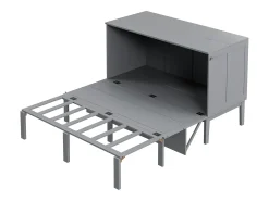 Cama de parede 140x200 cm, com estrado de ripas - Cama de criança/adulto - Madeira cinzenta