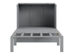 Cama de parede 90x200 cm, com estrado de ripas, cama de parede rebatível, dimensões após dobragem: 70x90cm, sem colchão, madeira, cinzento