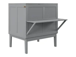 Cama de parede 90x200 cm, com estrado de ripas, cama de parede rebatível, dimensões após dobragem: 70x90cm, sem colchão, madeira, cinzento