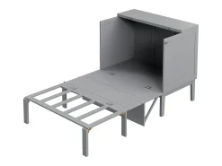 Cama de parede 90x200 cm, com estrado de ripas, cama de parede rebatível, dimensões após dobragem: 70x90cm, sem colchão, madeira, cinzento