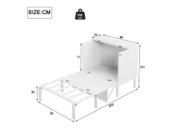 Cama de parede 90x200 cm, com estrado de ripas, cama de parede rebatível, dimensões após dobragem: 70x90cm, sem colchão, madeira, branco