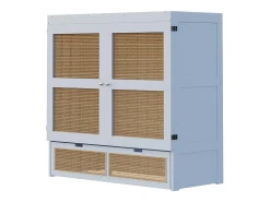 Cama de parede 140x200 cm com estrado de ripas e 2 gavetas - Cinza