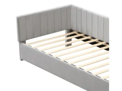 Cama de rodízio estofada 90x200cm, sofá-cama, base de ripas, cama individual, veludo, cinzento