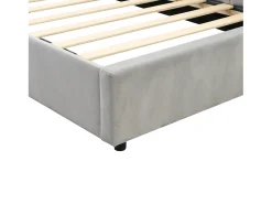 Cama de rodízio estofada 90x200cm, sofá-cama, base de ripas, cama individual, veludo, cinzento