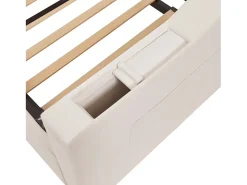 Cama de rodízio 90/180x190 cm - com tomadas e bolso de arrumação - tecido veludo - Bege