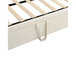 Cama de rodízio 90/180x200 cm - sofá-cama estofado - cama extensível com estrados de ripas - cama multifuncional em tecido de veludo amigo da pele - Bege