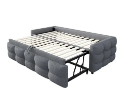 Cama de rodízio 90/180x190 cm em veludo - com base de ripas - Cinza