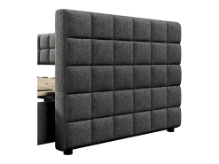 Cama de rodízio 90/180x200cm em veludo - com encosto almofadado e 2 gavetas - Cinza