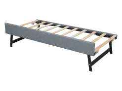 Cama de rodízio 90/180x200cm, sofá-cama extensível, chaise longue com entrada USB, sem colchão, cinzento