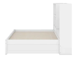 Cama de rodízio 90x200cm+90x190cm, sofá-cama com cabeceira de arrumação e porta de carregamento USB, branco