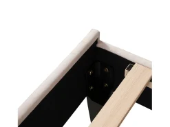 Cama de solteiro estofada 90 x 200 cm - cabeceira em forma de flor - estrado de ripas - veludo - Bege