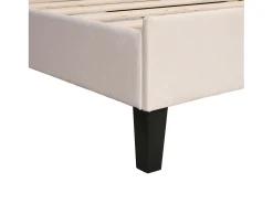 Cama de solteiro estofada 90 x 200 cm - cabeceira em forma de flor - estrado de ripas - veludo - Bege