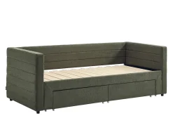 Cama de solteiro retrátil 2 x 80 x 200 cm em tecido texturizado verde + colchão - CAMITY