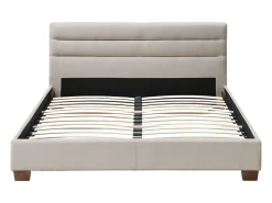 Cama de 140x190 cm em tecido de cor bege - FAUSTIN