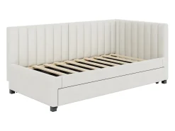 Cama dobrável 90 x 190/200 cm - sofá cama de veludo - base de ripas - bege