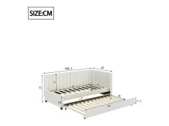 Cama dobrável 90 x 190/200 cm - sofá cama de veludo - base de ripas - bege