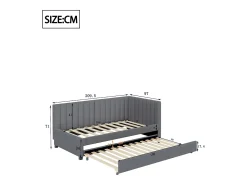 Cama dobrável 90 x 190/200 cm - sofá-cama de veludo - base de ripas - cinza