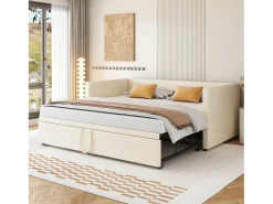 Cama dobrável 90 x 200 cm para crianças - veludo - estilo contemporâneo - cor bege