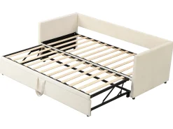 Cama dobrável 90 x 200 cm para crianças - veludo - estilo contemporâneo - cor bege