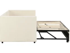 Cama dobrável 90 x 200 cm para crianças - veludo - estilo contemporâneo - cor bege