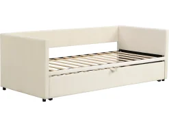 Cama dobrável 90 x 200 cm para crianças - veludo - estilo contemporâneo - cor bege
