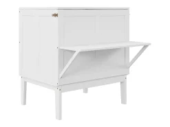 Cama dobrável em madeira 90x200 cm - com base de ripas - Branca