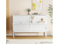 Cama dobrável vertical 140 x 200 cm - Madeira MDF - Base de ripas - Branco