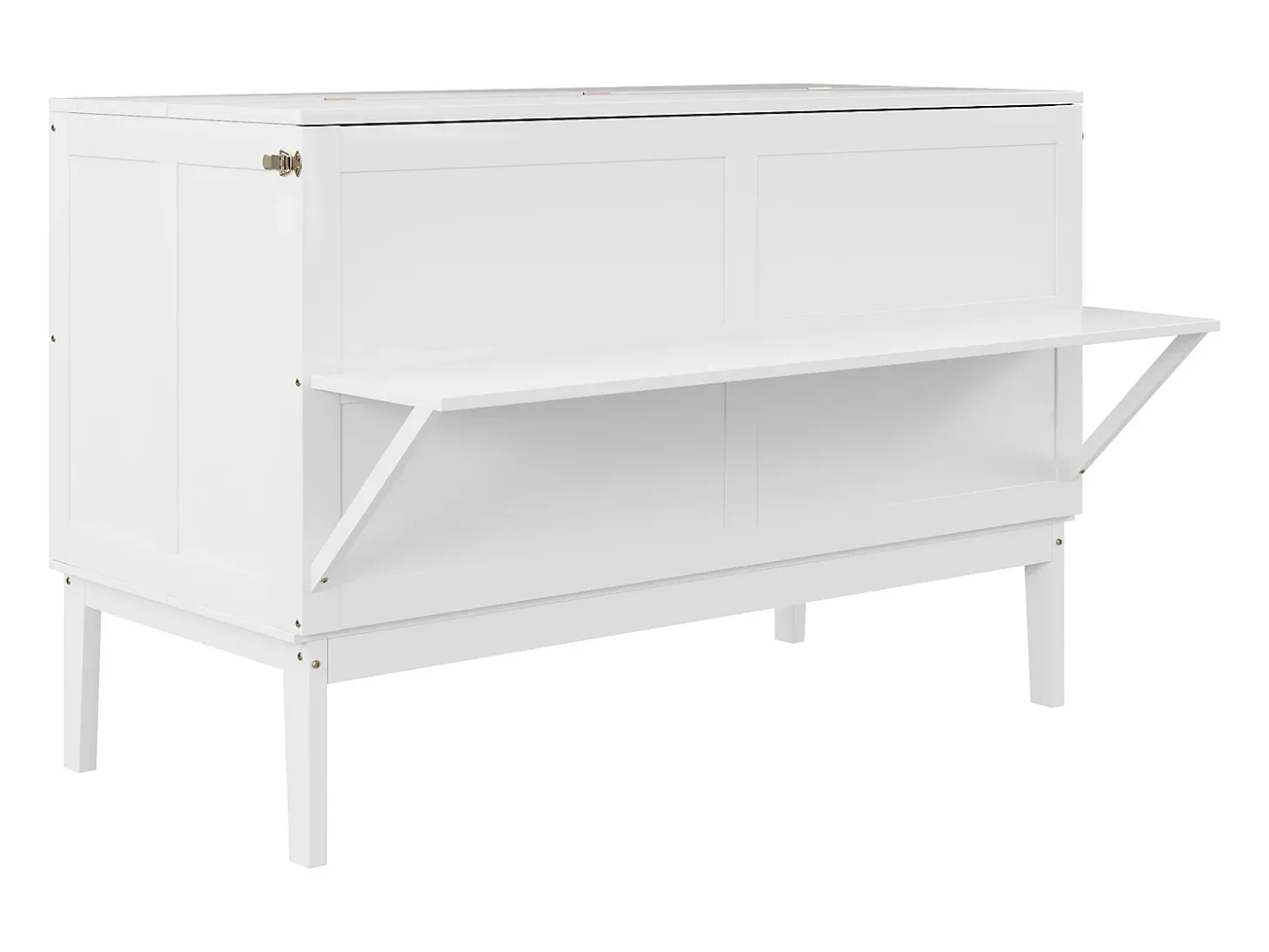 Cama dobrável vertical 140 x 200 cm - Madeira MDF - Base de ripas - Branco