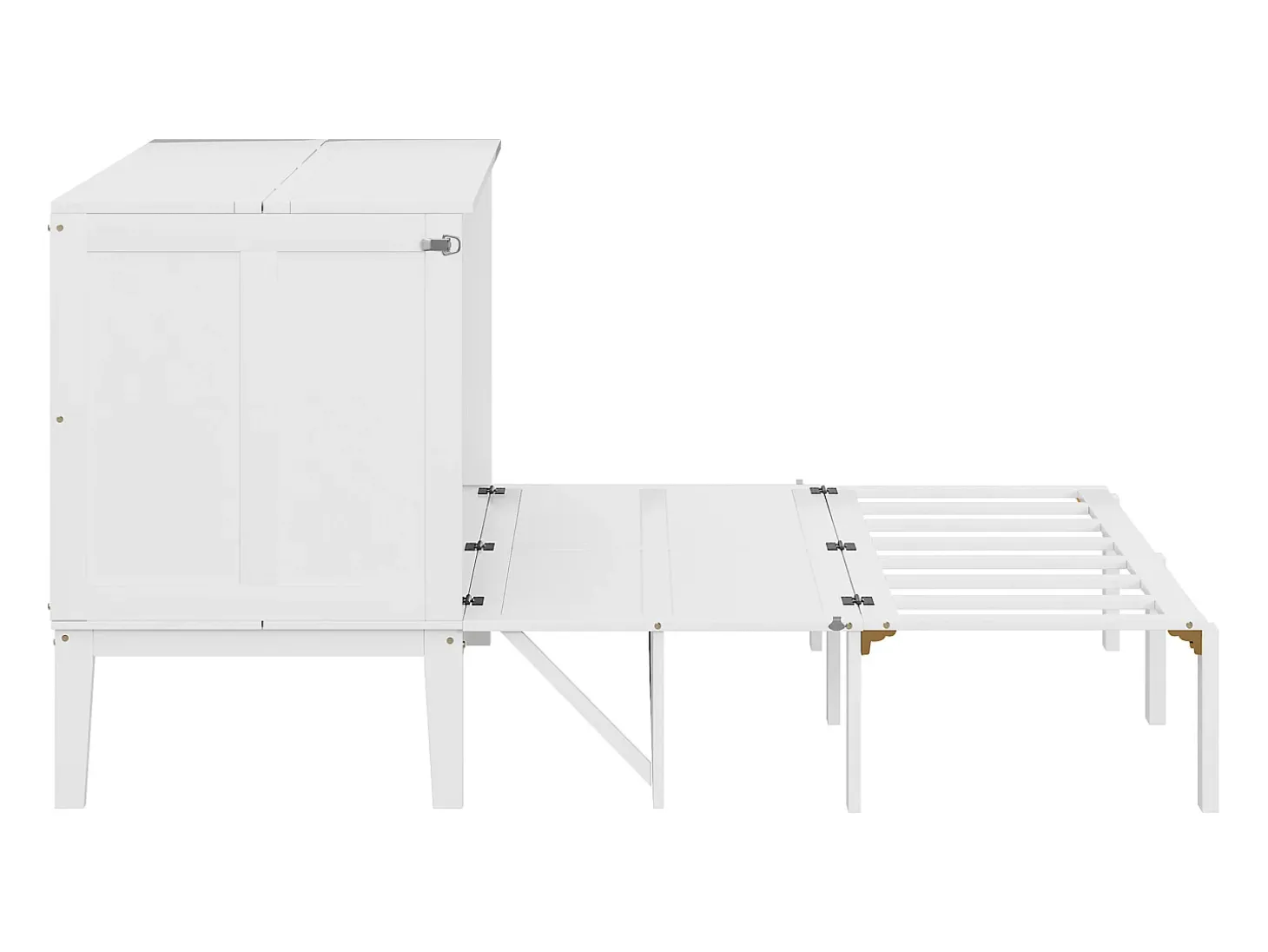 Cama dobrável vertical 140 x 200 cm - Madeira MDF - Base de ripas - Branco