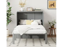 Cama dobrável vertical 90 x 200 cm com base de ripas, compensado + MDF, cinza (sem colchão)