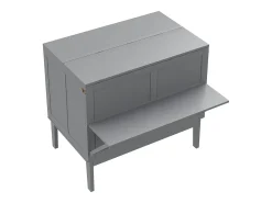 Cama dobrável vertical 90 x 200 cm com base de ripas, compensado + MDF, cinza (sem colchão)