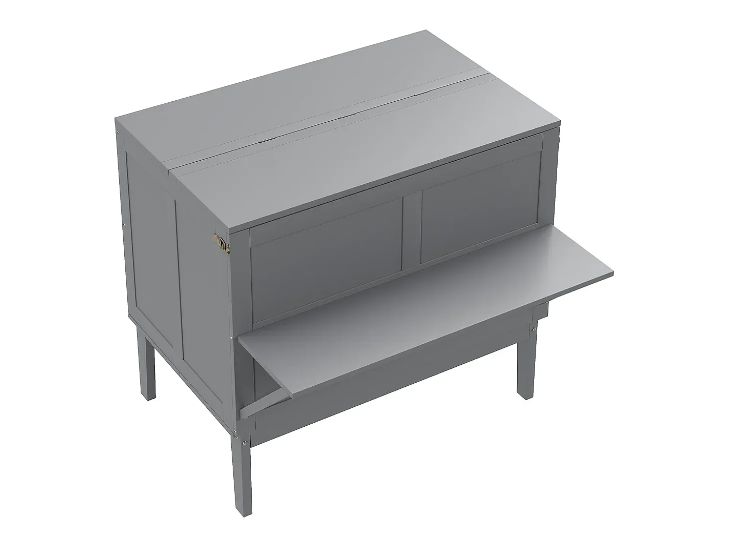 Cama dobrável vertical 90 x 200 cm com base de ripas, compensado + MDF, cinza (sem colchão)