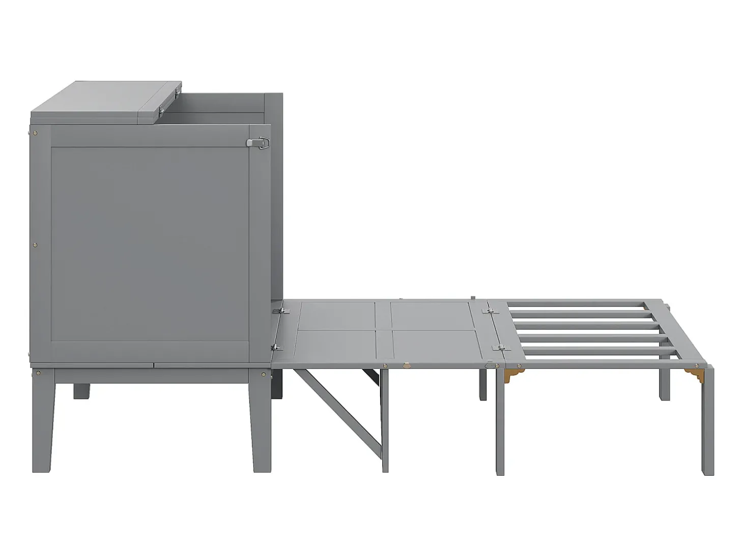 Cama dobrável vertical 90 x 200 cm com base de ripas, compensado + MDF, cinza (sem colchão)