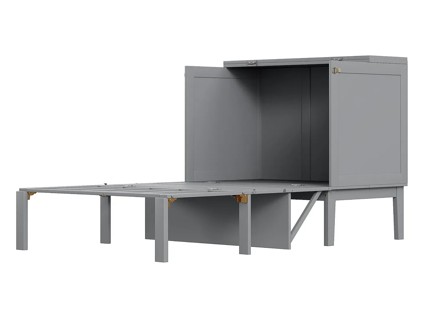 Cama dobrável vertical 90 x 200 cm com base de ripas, compensado + MDF, cinza (sem colchão)