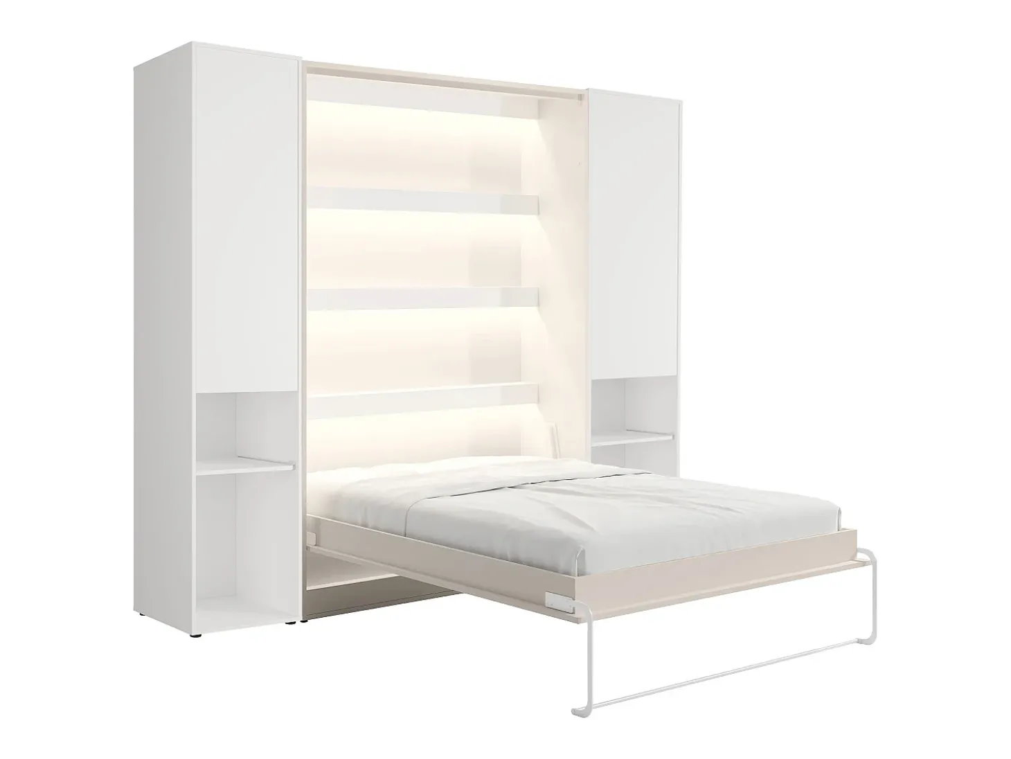Cama dobrável vertical 160 x 200 cm bege 2 armários + colchão - RAPILI