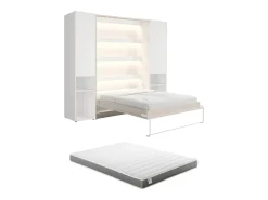 Cama dobrável vertical 160 x 200 cm bege 2 armários + colchão - RAPILI