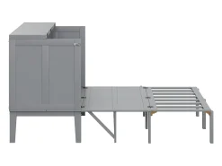 Cama dobrável vertical 140 x 200 cm - Madeira MDF - Base de ripas - Cinza