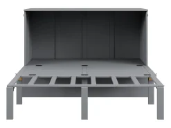 Cama dobrável vertical 140 x 200 cm - Madeira MDF - Base de ripas - Cinza