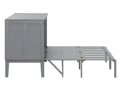 Cama dobrável vertical 140 x 200 cm - Madeira MDF - Base de ripas - Cinza