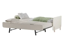 Cama dupla 2 x 90 x 190 cm em MDF e pinho cor natural e bege + colchão - TALUDO