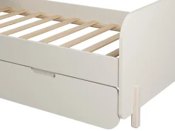 Cama dupla 2 x 90 x 190 cm em MDF e pinho cor natural e bege + colchão - TALUDO