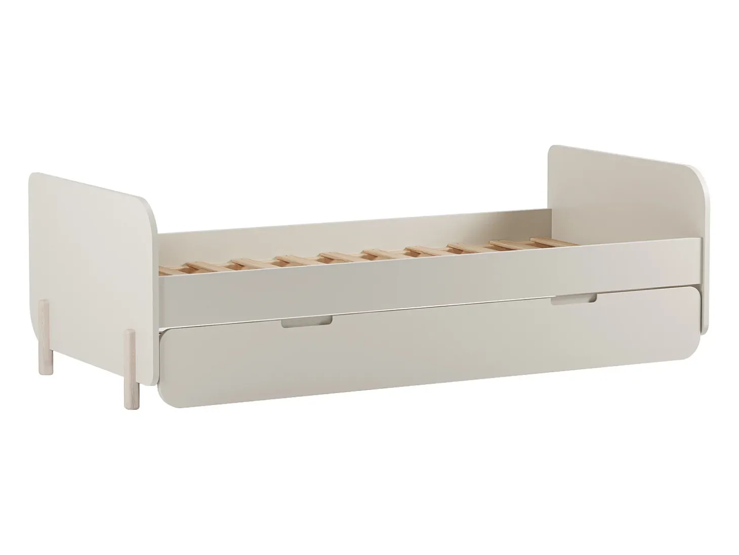 Cama dupla 2 x 90 x 190 cm em MDF e pinho cor natural clara e bege - TALUDO