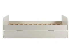 Cama dupla 2 x 90 x 190 cm em MDF e pinho cor natural clara e bege - TALUDO