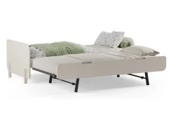 Cama dupla 2 x 90 x 190 cm em MDF e pinho cor natural clara e bege - TALUDO