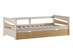 Cama dupla 2 x 90 x 190 cm em MDF cor natural e bege - LURAVO